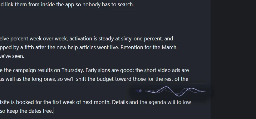 The listening bar at the bottom of the screen while you talk