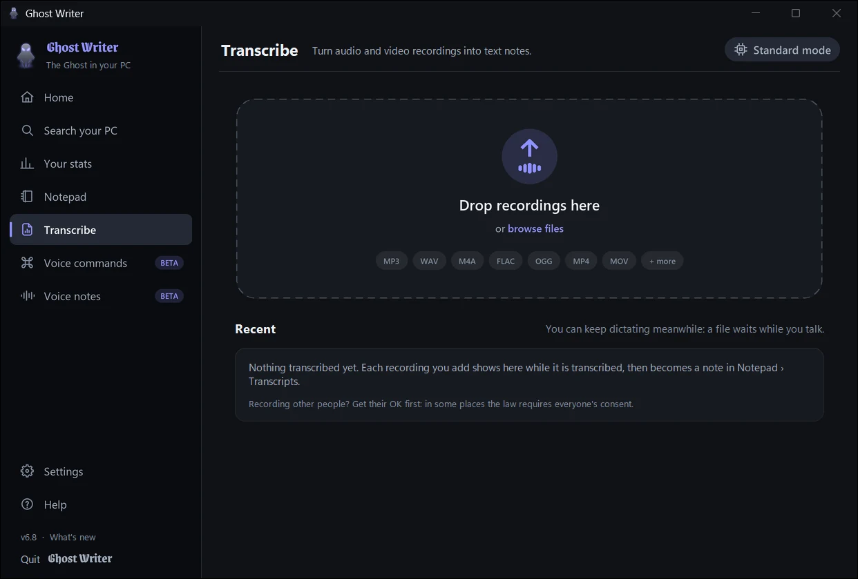 Transcribe: drop recordings or videos to turn them into text